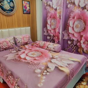 Water Proof China Premium 3D Design Bed Sheet King Size (7 ft/8 ft) )