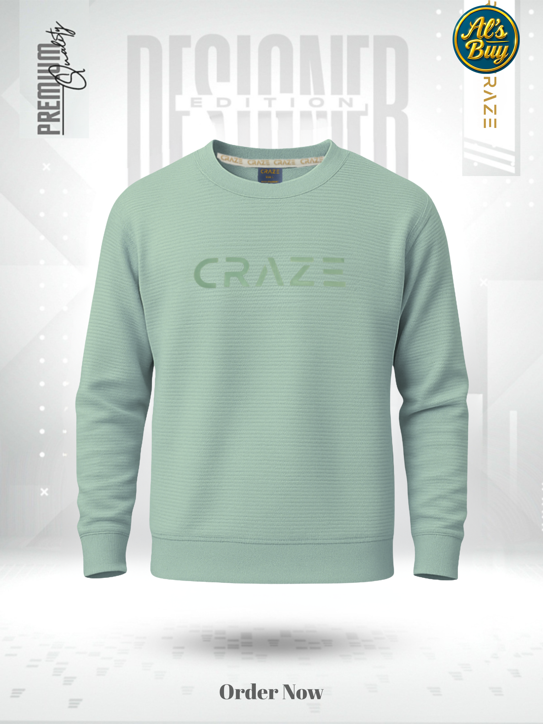 Premium Sweat Shirt Waffle Knit (Aqua)