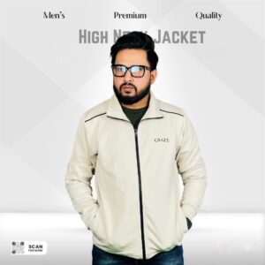 Premium High Neck Jacket-Biscuit