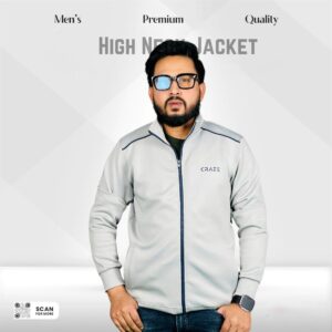 Premium High Neck Jacket-Light Grey