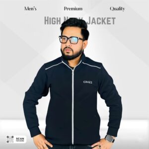 Premium High Neck Jacket-Black